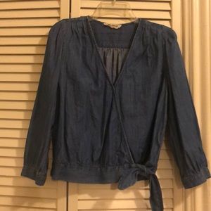 Madewell denim wrap top size medium
